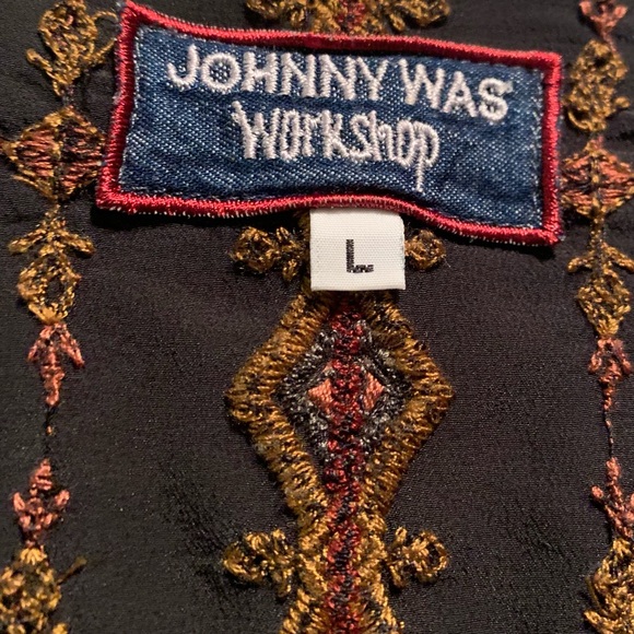 JOHNNY WAS VIKA EMBROIDERED boho SILK velvet blouse L - Picture 11 of 15